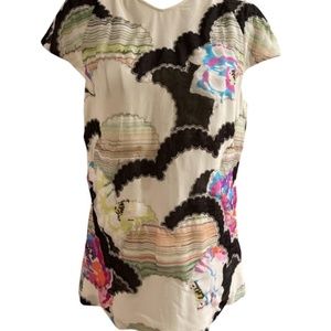 Chanel Cap Sleeve Blouse Top Shirt Patches Asian Influence Runway 40 8